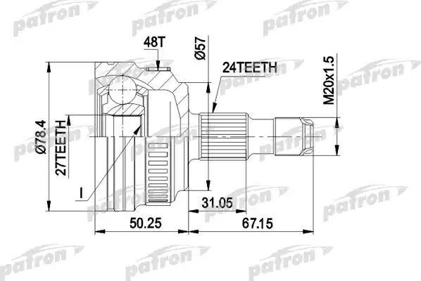 Шрус наружный (граната) Patron для Mercedes-Benz A-Класс I (W168) 1998-2001. Артикул PCV1434
