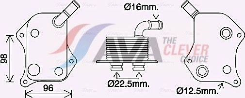 Радиатор масляный (маслоохладитель) для двигателя AVA (алюминий) для Audi A4 II (B6) 2000-2004. Артикул AI3414