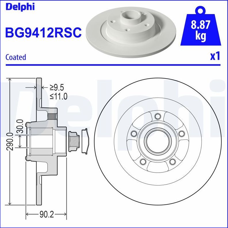 Тормозной диск Delphi. Артикул BG9412RSC