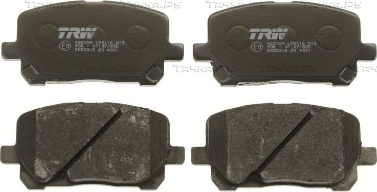 Тормозные колодки TRW COTEC передние для Toyota Matrix I (E130) 2002-2007. Артикул GDB3315