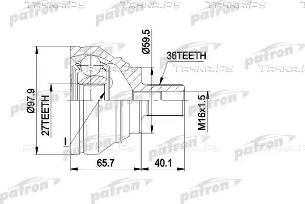 Шрус наружный (граната) Patron для Volkswagen Passat B6 2005-2011. Артикул PCV1463