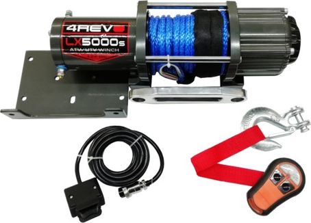 Лебёдка электрическая 12V 4Revo LX-5000S 5000 lbs 2272 кг (синтетический трос) для квадроцикла, снегохода, кроссовера. Артикул 4R-W051B