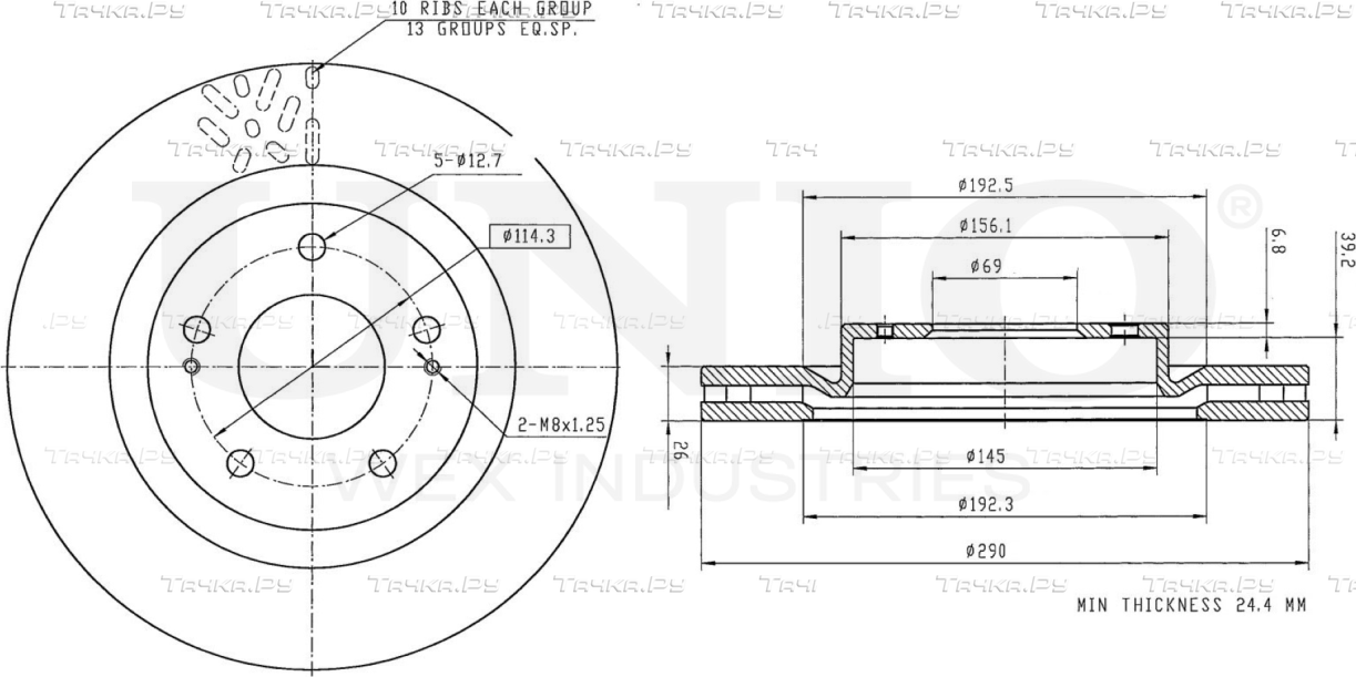 Диск тормозной (Unio). Артикул BRD-20359