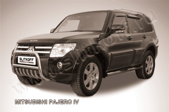 Кенгурятник Slitkoff d57 низкий c защитой картера для Mitsubishi Pajero IV 2011-2026. Артикул MPJ007