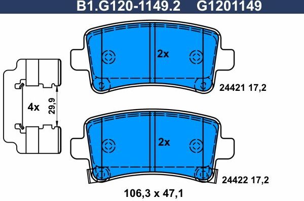 Тормозные колодки Galfer. Артикул B1.G120-1149.2