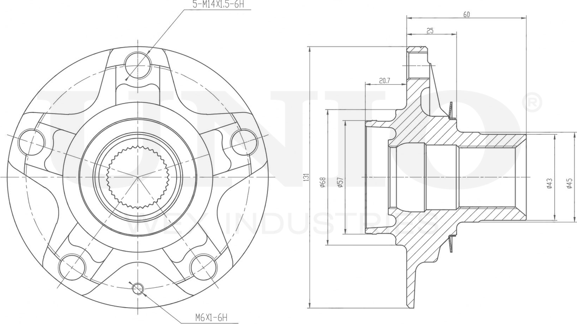 Ступица колеса (Unio). Артикул HUB-20178
