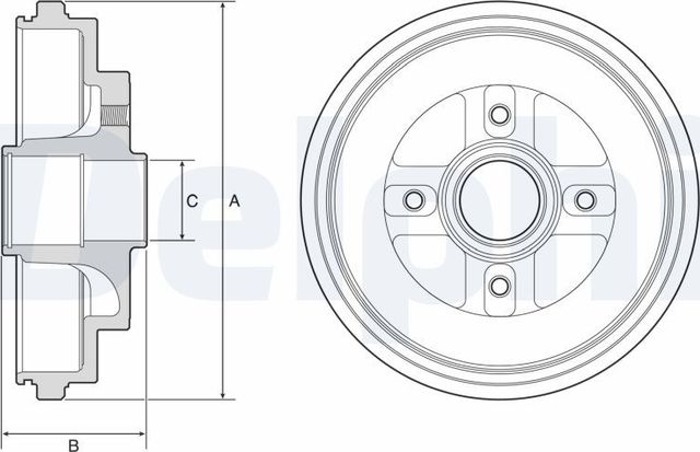 Тормозной барабан Delphi задний для Suzuki Ignis II (HR) 2003-2008. Артикул BF630