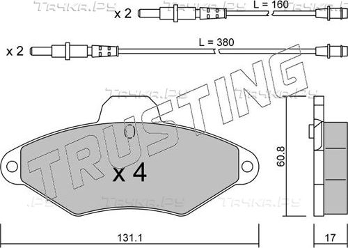 Тормозные колодки Trusting передние для Citroen Xantia I 1993-2003. Артикул 146.0