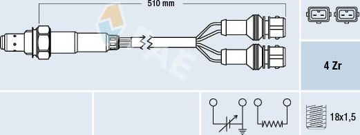 Лямбда-зонд (кислородный датчик) FAE. Артикул 77387