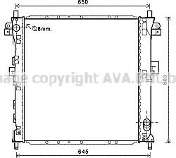 Радиатор охлаждения двигателя AVA. Артикул DWA2123