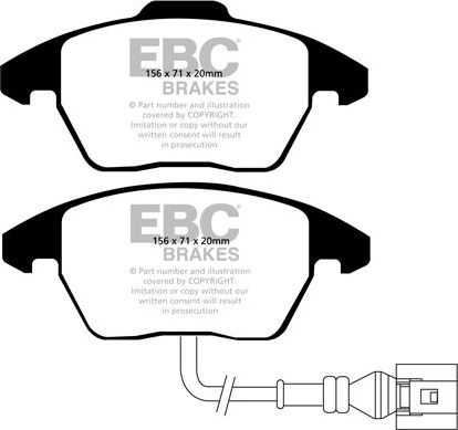 Тормозные колодки EBC Brakes передние для Volkswagen Golf VII 2011-2016. Артикул DP1517