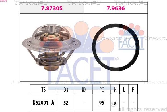 Термостат Facet Made in Italy - OE Equivalent для Nissan Teana J32 2008-2012. Артикул 7.8730