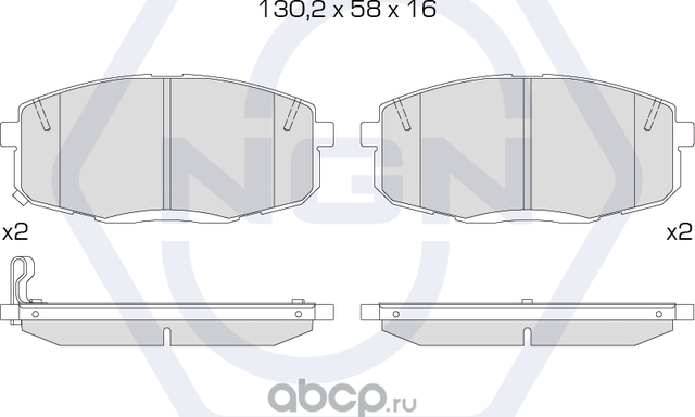 Колодки тормозные керамические, передние (NGN). Артикул 3501916