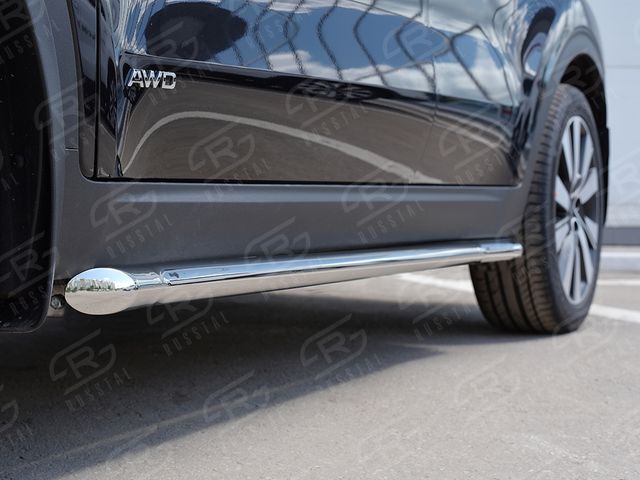 Защита порогов RusStal труба d42 (вариант 1) для Kia Sportage IV 2016-2018. Артикул KST-002298