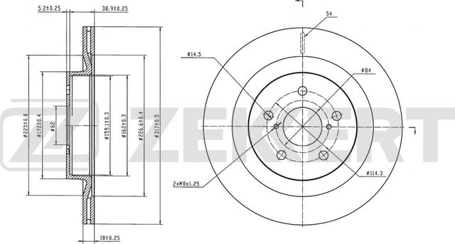 Тормозной диск Zekkert для Lexus UX I 2020-2026. Артикул BS-6845