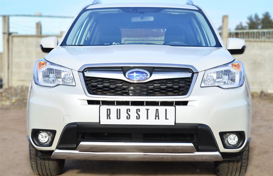 Защита RusStal переднего бампера 75х42 (дуга) 75х42 (дуга) для Subaru Forester IV 2013-2026. Артикул SUFZ-001598