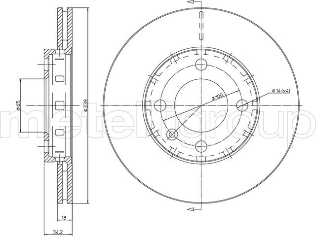 Тормозной диск Metelli. Артикул 23-0372