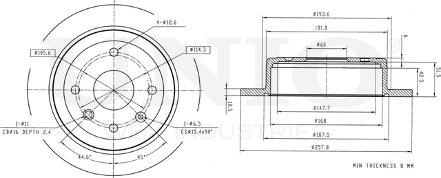 Диск тормозной (Unio). Артикул BRD-20006