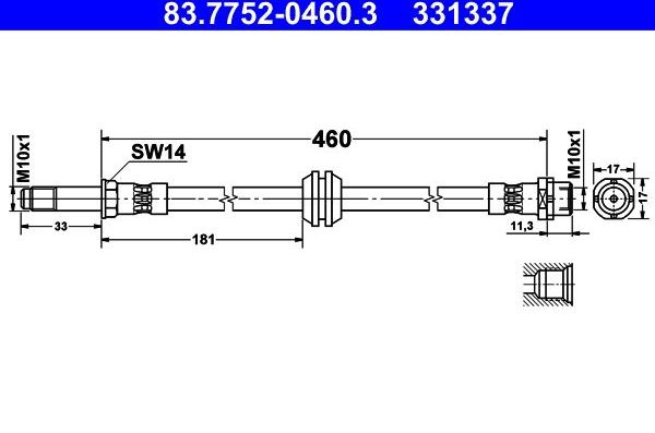 Тормозной шланг ATE передний для BMW 3 IV (E46) 2000-2005. Артикул 83.7752-0460.3