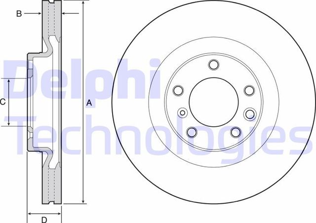 Тормозной диск Delphi передний для Mercedes-Benz G-Класс W463 I 2008-2018. Артикул BG9119C