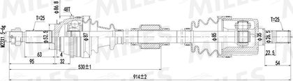 Полуось (привод в сборе, приводной вал) Miles. Артикул GC02176