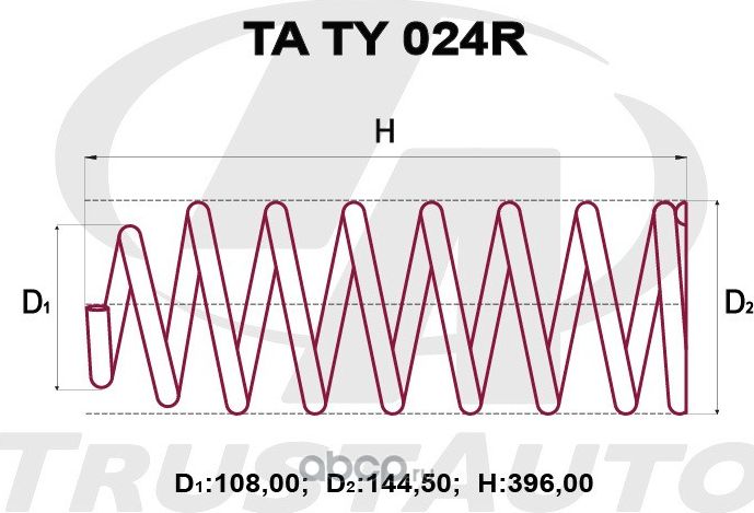 Пружина подвески усиленная () (Trustauto). Артикул TATY024R
