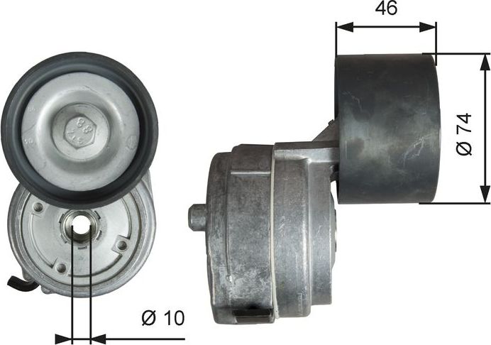 Натяжной ролик (натяжитель) приводного клинового зубчатого ремня Gates (Металл). Артикул T38714