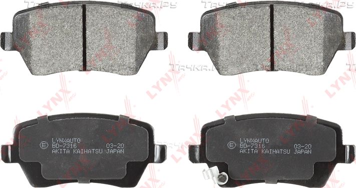 Тормозные колодки LYNXauto передние для Suzuki Splash I 2008-2015. Артикул BD-7316