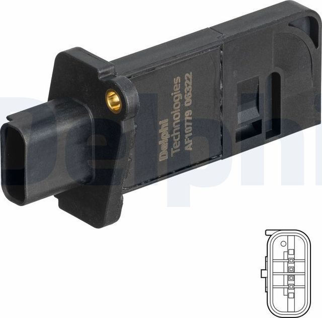 Датчик массового расхода воздуха (ДМРВ) Delphi для Ford Transit Connect II 2015-2026. Артикул AF10779-12B1