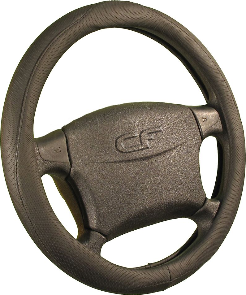 Оплётка на руль CarFashion Creek (размер M, экокожа, цвет ЧЕРНЫЙ/ЧЕРНЫЙ). Артикул 31201