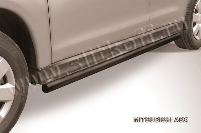 Пороги Slitkoff труба d57 ЧЕРНЫЕ матовые для Mitsubishi ASX 2010-2012. Артикул MAS009B