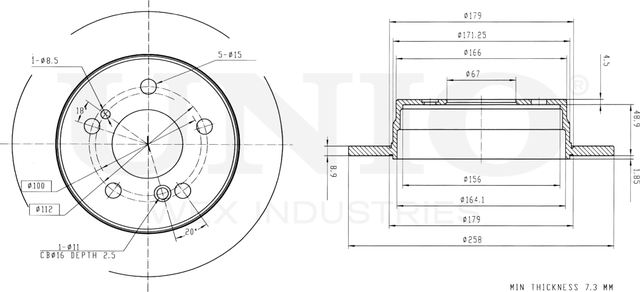 Диск тормозной (Unio). Артикул BRD-20165