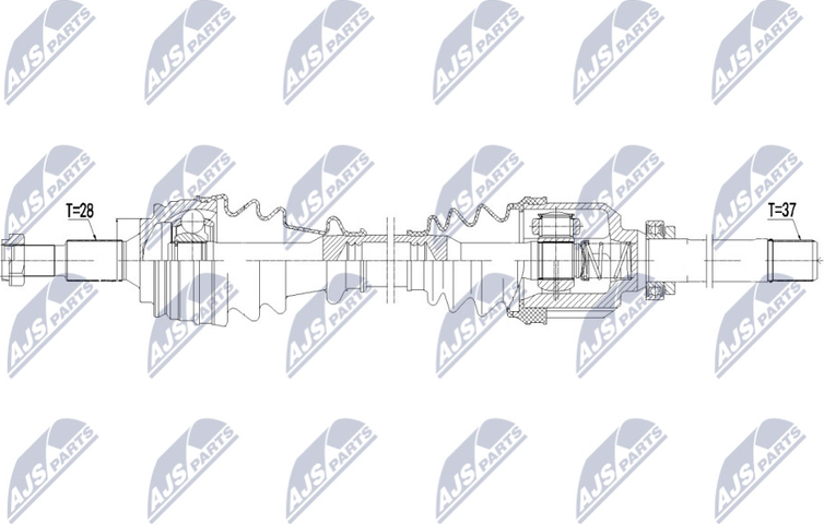 Полуось (привод в сборе, приводной вал) NTY. Артикул NPW-CT-097