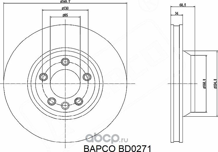 Диск тормозной перед (Bapco). Артикул BD0271
