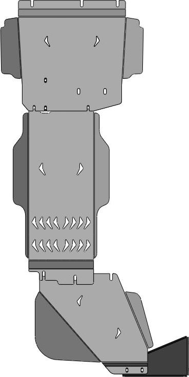 Защита алюминиевая АВС-Дизайн для картера, КПП и РК Dodge Ram 1500 (кроме V-3.6 их 3-х час) 2018-2026. Артикул 60.01ABC