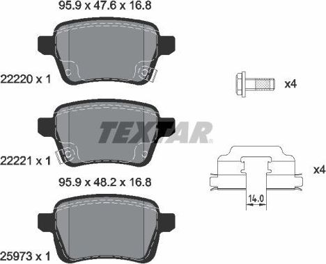 Тормозные колодки Textar Q+. Артикул 2222001