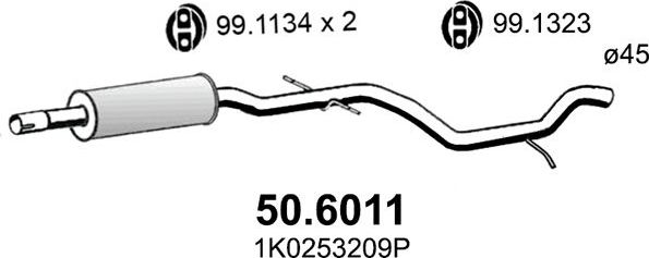 Глушитель Asso для Skoda Octavia A5 2004-2013. Артикул 50.6011