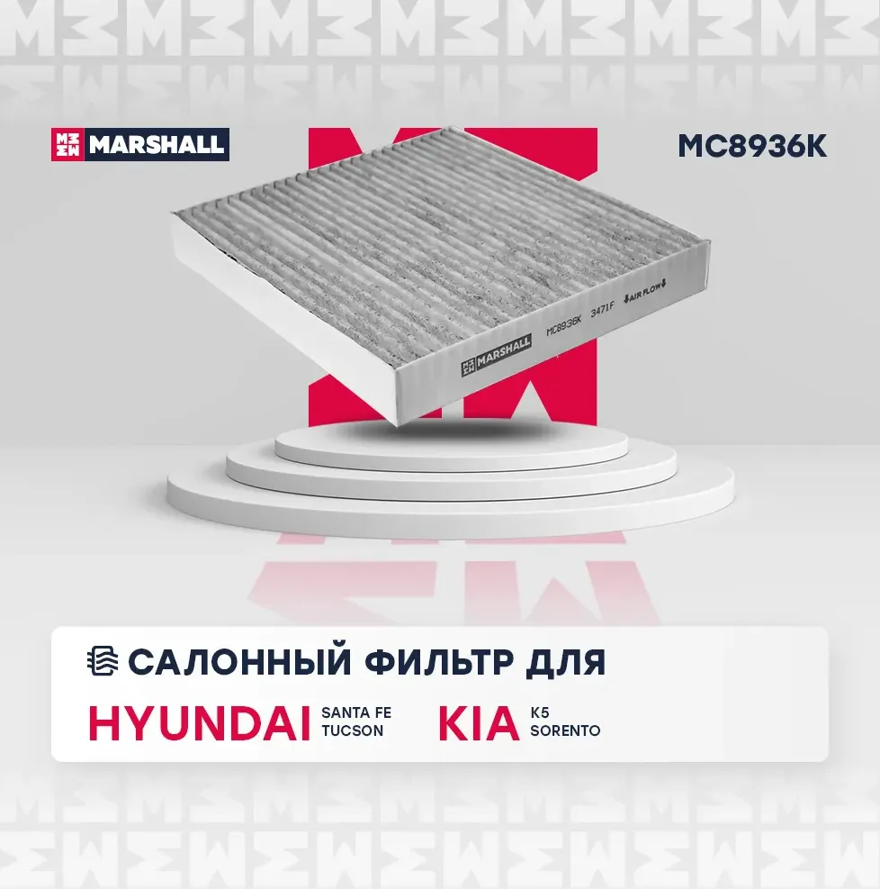 Фильтр салона Kia SORENTO IV (MQ4, MQ4A) угольный (Marshall). Артикул MC8936K