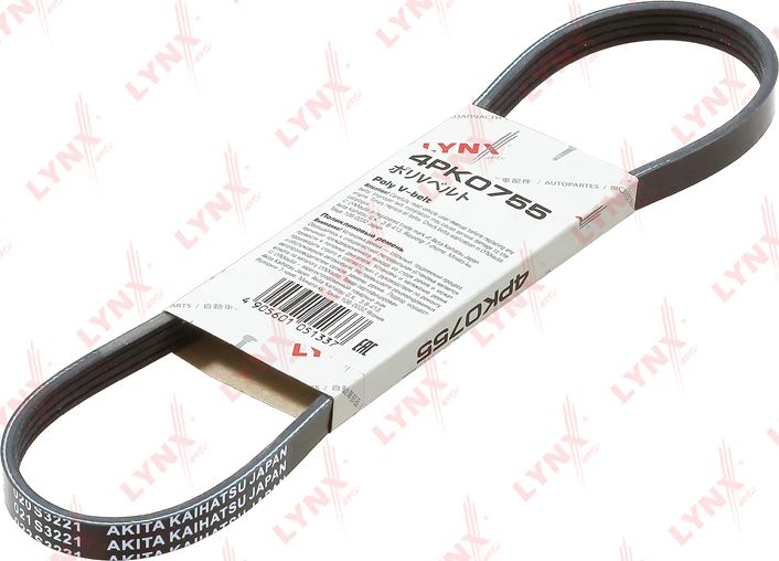 Приводной ремень поликлиновой LYNXauto. Артикул 4PK0755
