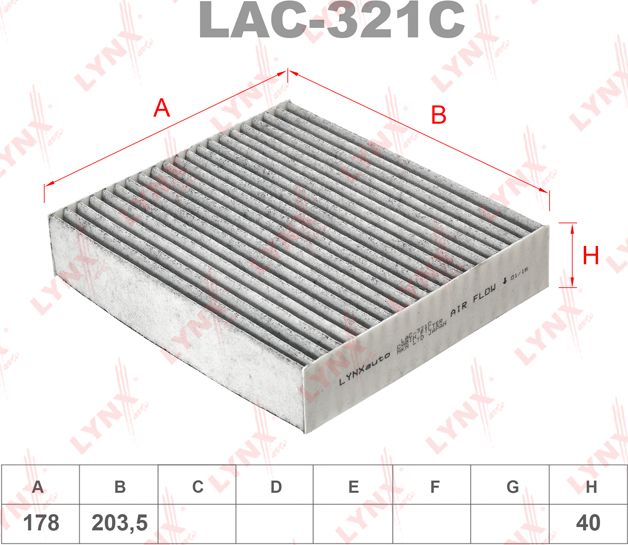 Салонный фильтр LYNXauto. Артикул LAC-321C