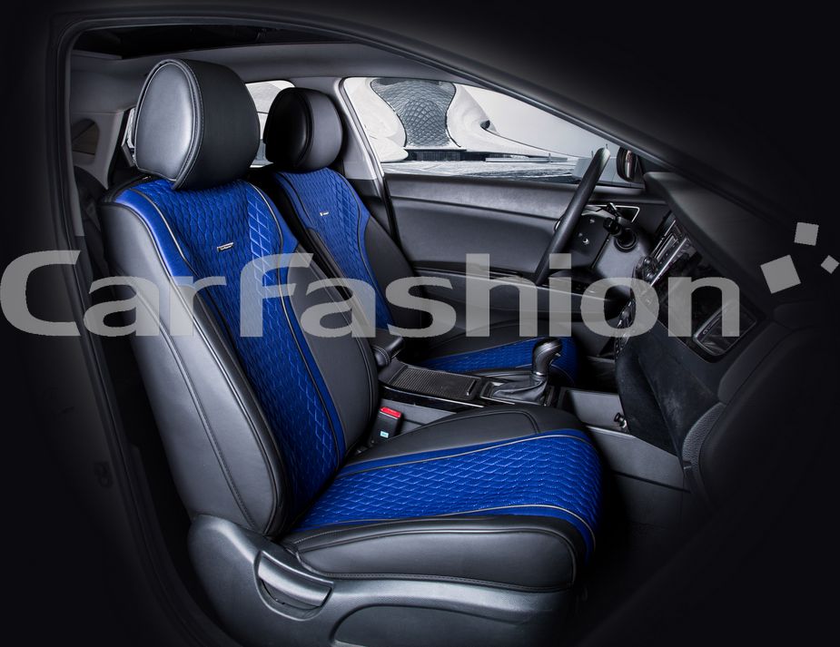 Накидки универсальные CarFashion Element на передние сидения авто, цвет Синий/Черный/Черный/Синий. Артикул 21484