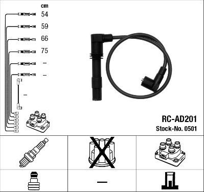 Высоковольтные провода (провода зажигания) (комплект) NGK для Audi A3 I (8L) 1996-2003. Артикул 0501