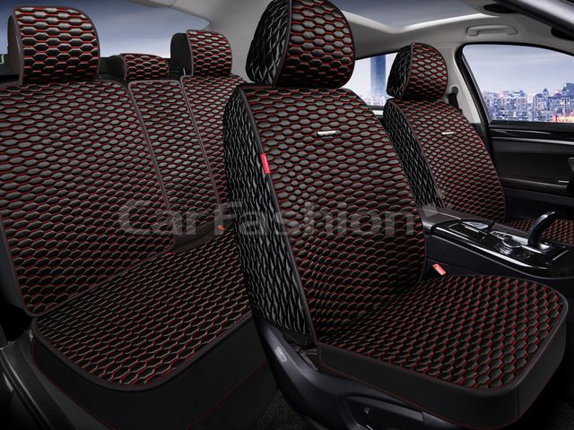 Накидки универсальные Atlas Plus для авто, цвет Черный/Черный/Красный. Артикул 27342