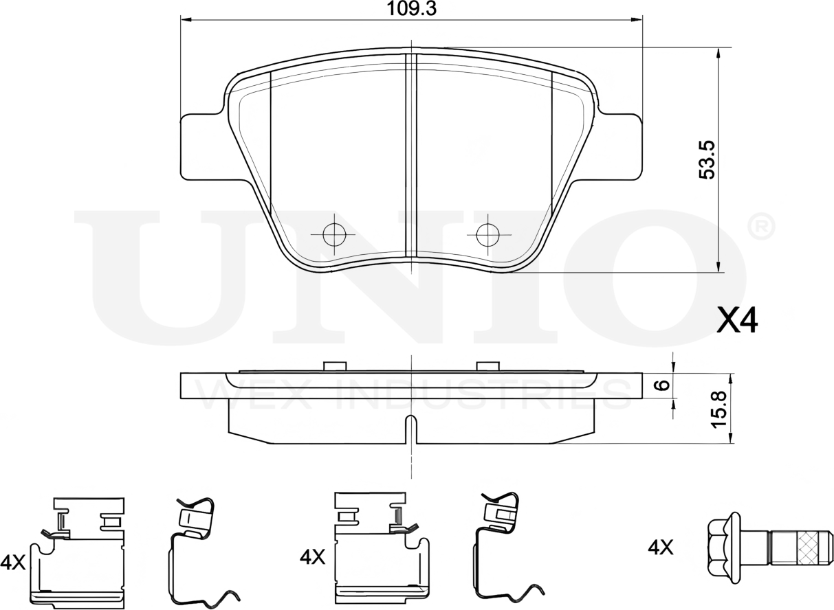 Колодки тормозные дисковые, комплект (Unio). Артикул BRP-20097
