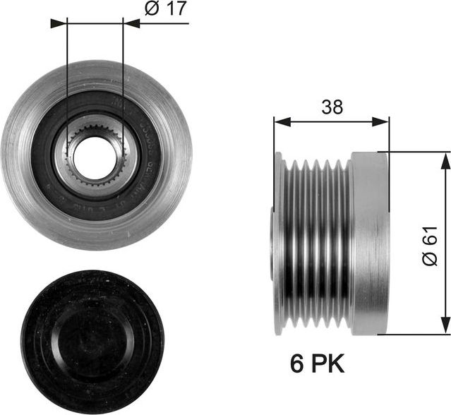 Муфта генератора обгонная Gates DriveAlign® для Volvo XC70 I 1997-2007. Артикул OAP7036