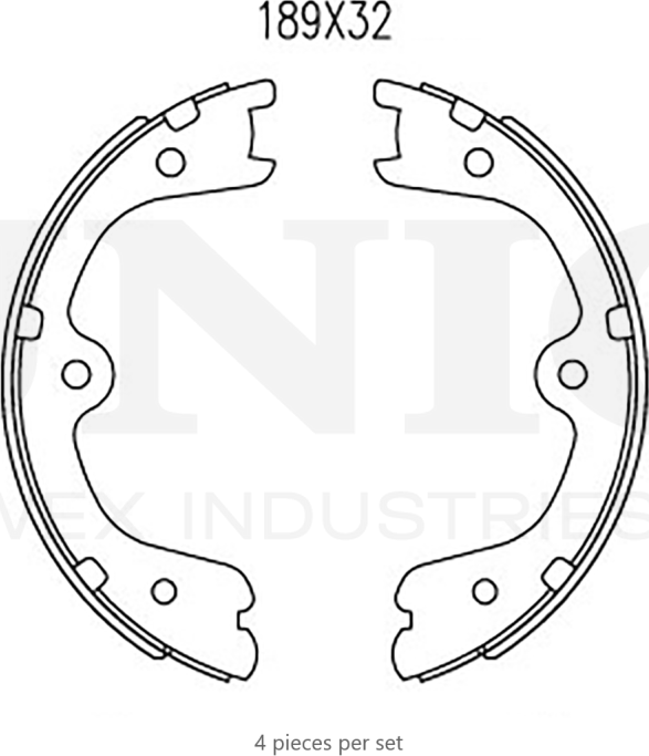 Колодки тормозные барабанные, комплект (Unio). Артикул BRP-10016