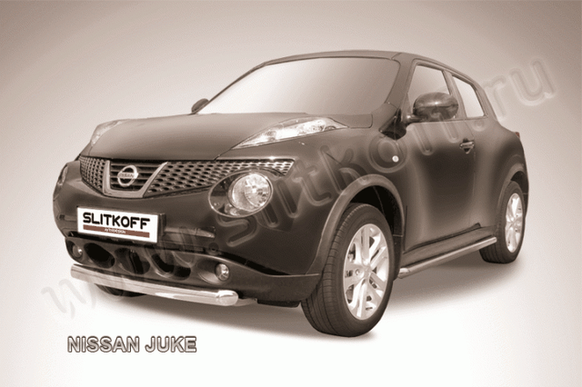 Защита Slitkoff переднего бампера d76 короткая для Nissan Juke 2WD 2010-2019. Артикул NJ2WD-001