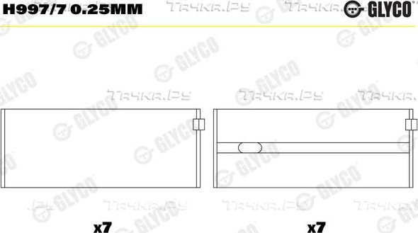Вкладыши коренные Glyco. Артикул H997/7 0.25mm