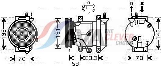 Компрессор кондиционера AVA ** CLEVER FIT ** для Daewoo Lanos 1997-2008. Артикул DWAK080