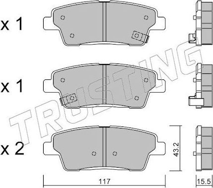 Тормозные колодки Trusting для Kia Quoris I 2013-2015. Артикул 1140.0